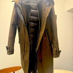 Mackage Villa down winter coat parka. Army green, very good condition.